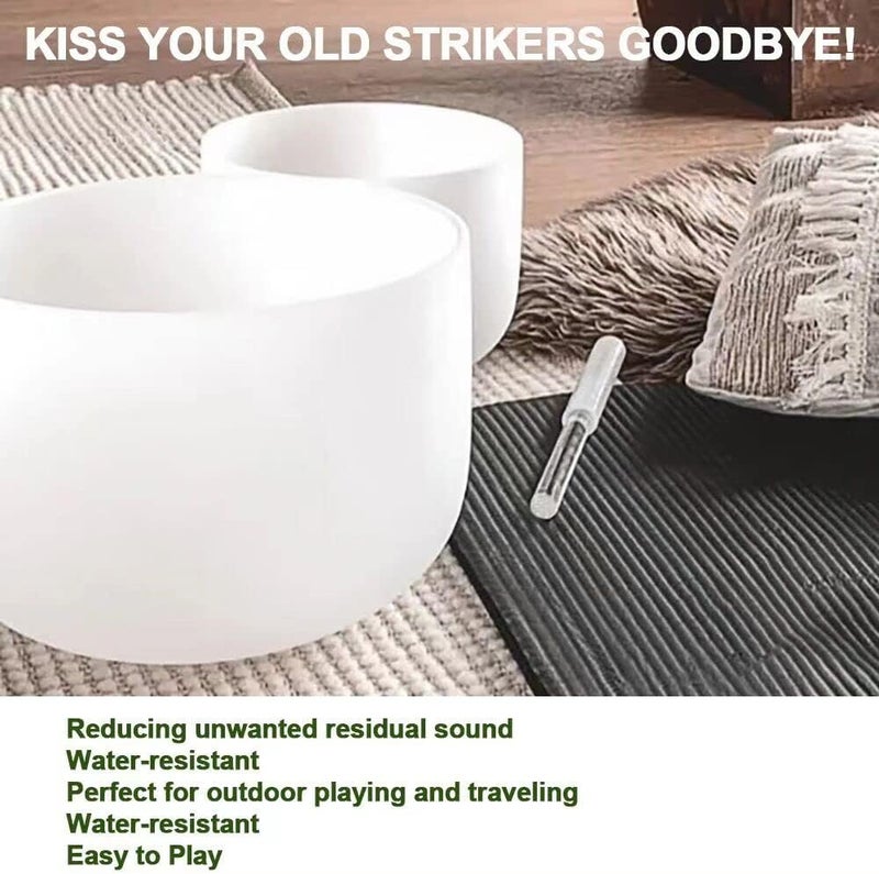 UPCEED Singing Bowl Mallet Clear Acrylic Base Silicone Rubber Striker Mallet for Playing Quartz Crystal Singing Bowl with Bundle Pocket(Clear) - Image 3